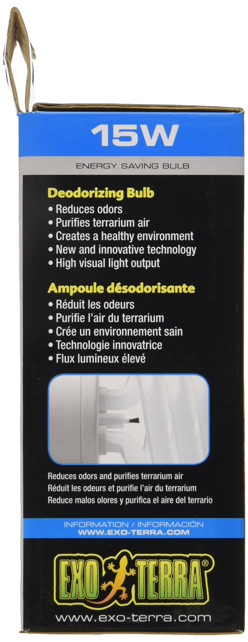 Exo Terra Natural Light Ion, Reptile Terrarium Deodorizing Light Bulb, 15 Watts, PT3785 - Image 4